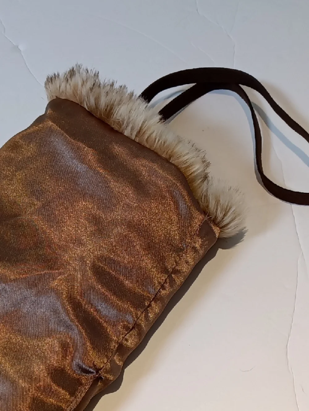Pottery Barn Faux Fur Wine Cozy Gift Bag